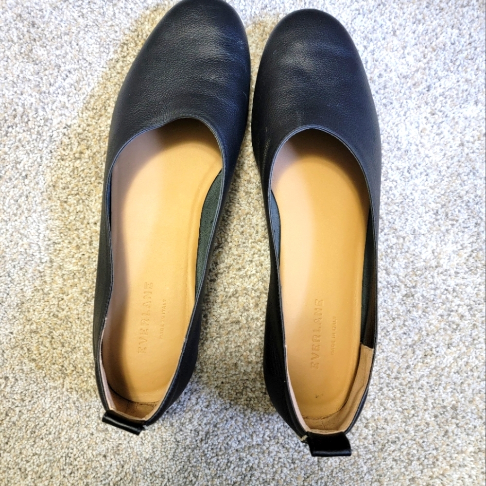 Everlane day glove ballet flats, black leather, size 10.5